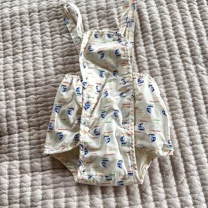 Vintage Sailboat Print Baby Romper size 9 months sunsuit
